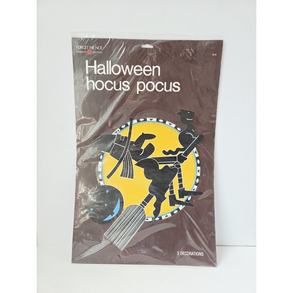 Vintage American Greetings Halloween Die Cut witch pumpkin Hocus Pocus decoratio